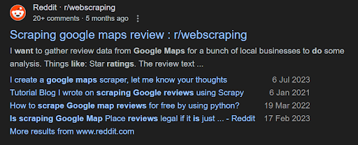 scrape reviews from google map places