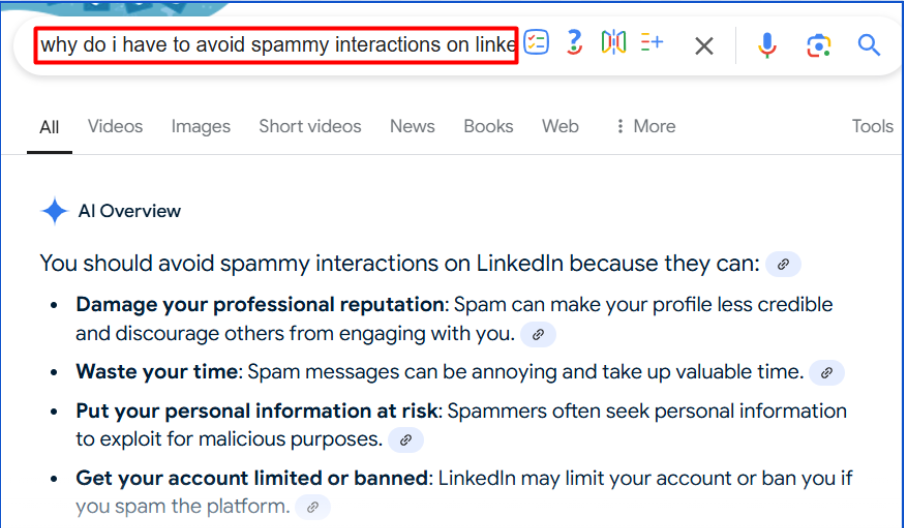 Avoid spammy or generic interactions