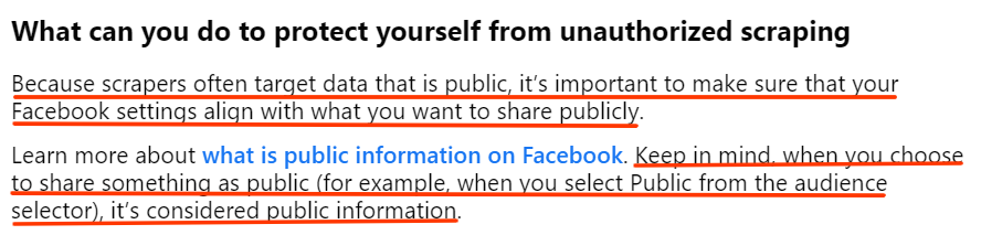 Scraping Facebook policy