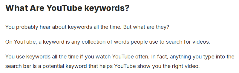 Youtube Keywords