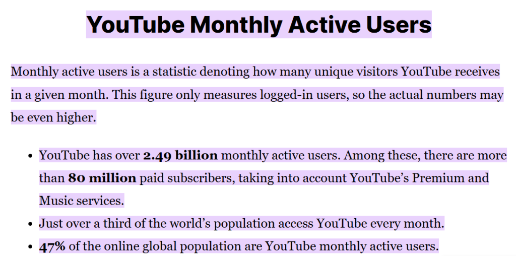 active users yt