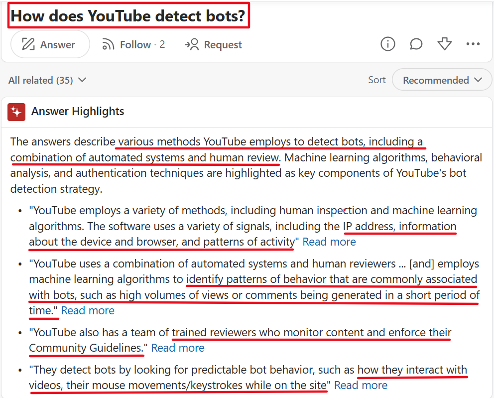 how YT detect bots