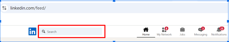 navigate to the LinkedIn search bar