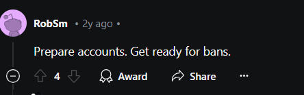 reddit - ban account