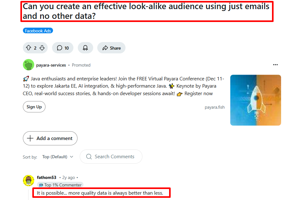 Creating look-alike audiences with emails