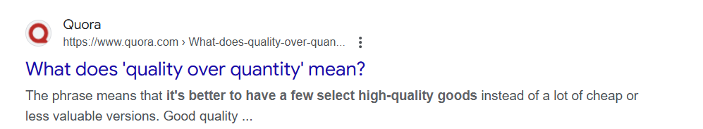 Quality over quatity