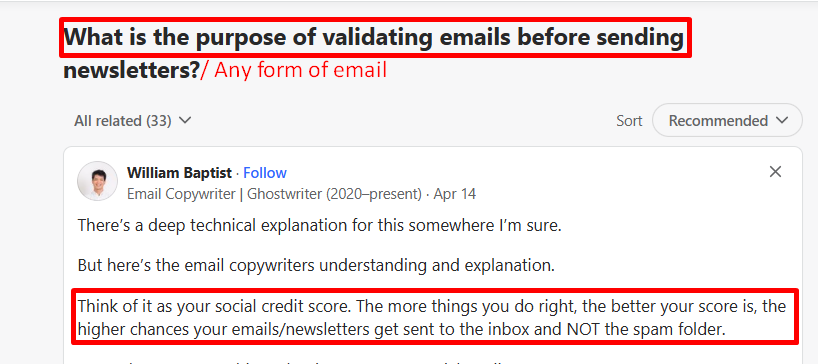 The purpose of email validation