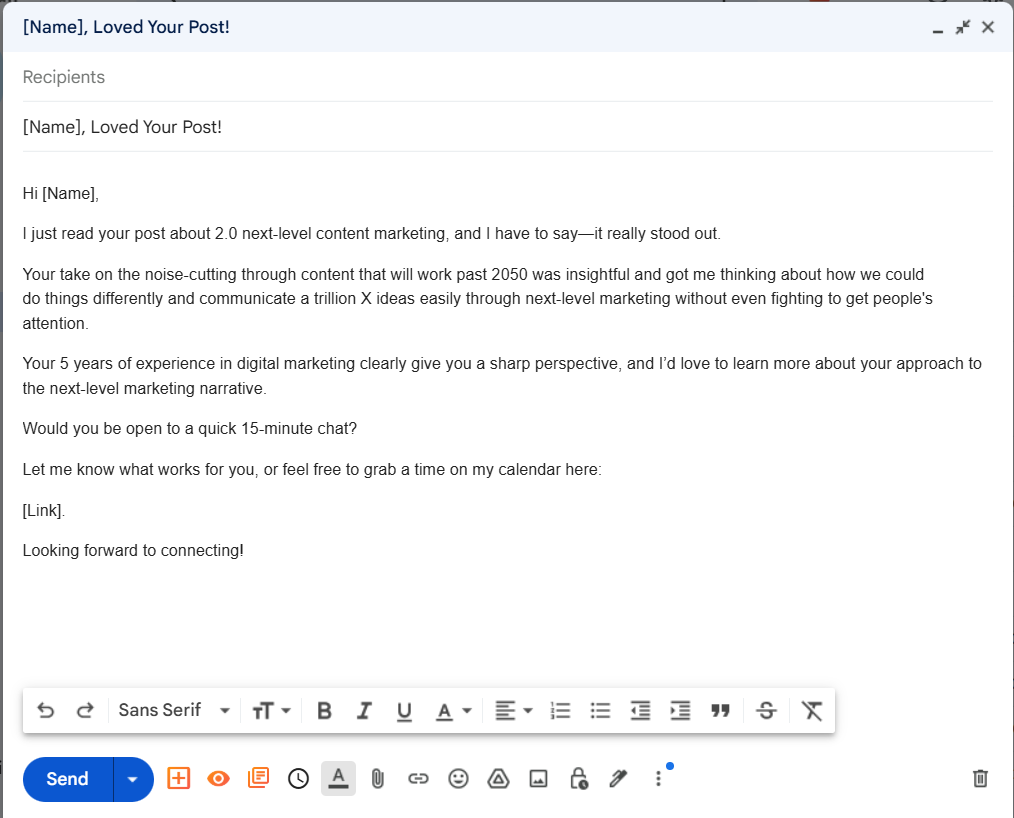 personalized email example