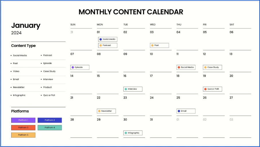 simple monthly calendar