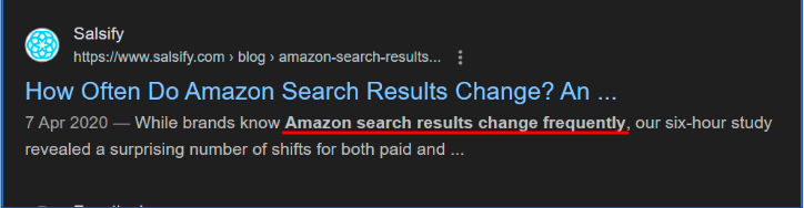 AMAZON SEARCH RESULTS CHANGES.