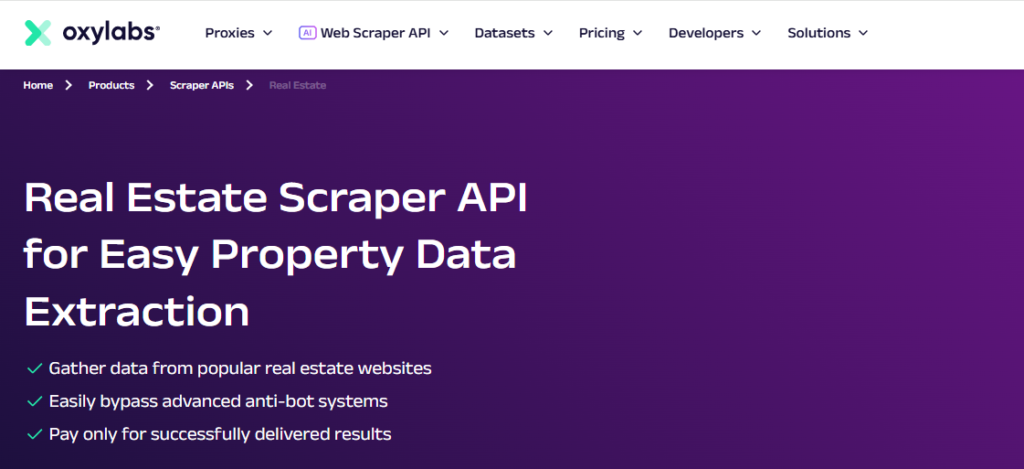 Oxylabs Real Estate Scraper API