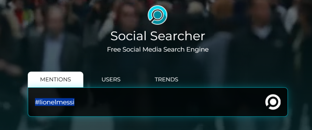 Social Searcher messi keyword