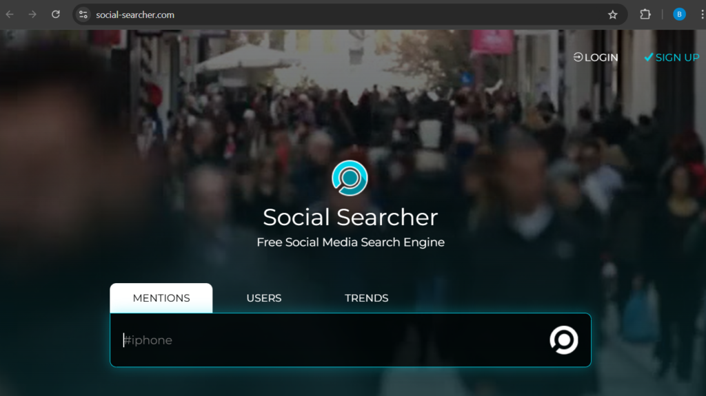 Social Searcher’s website