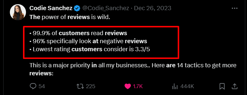 The power and relevance of reviews