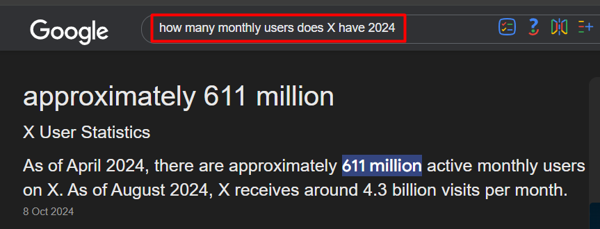 monthly users for X