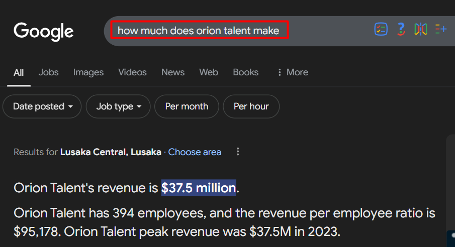 orion talent revenue