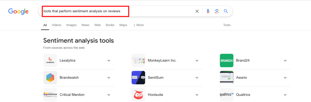 tools that perform sentiment analysis on reviews