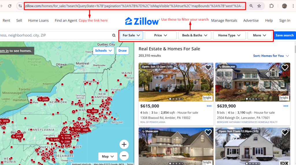 zillow search parameters