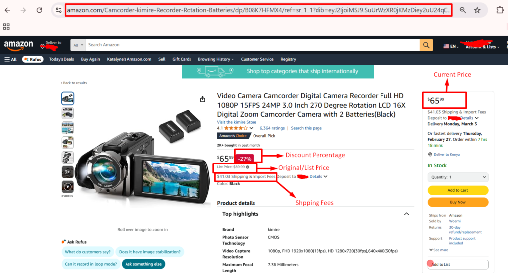 Amazon Prices example