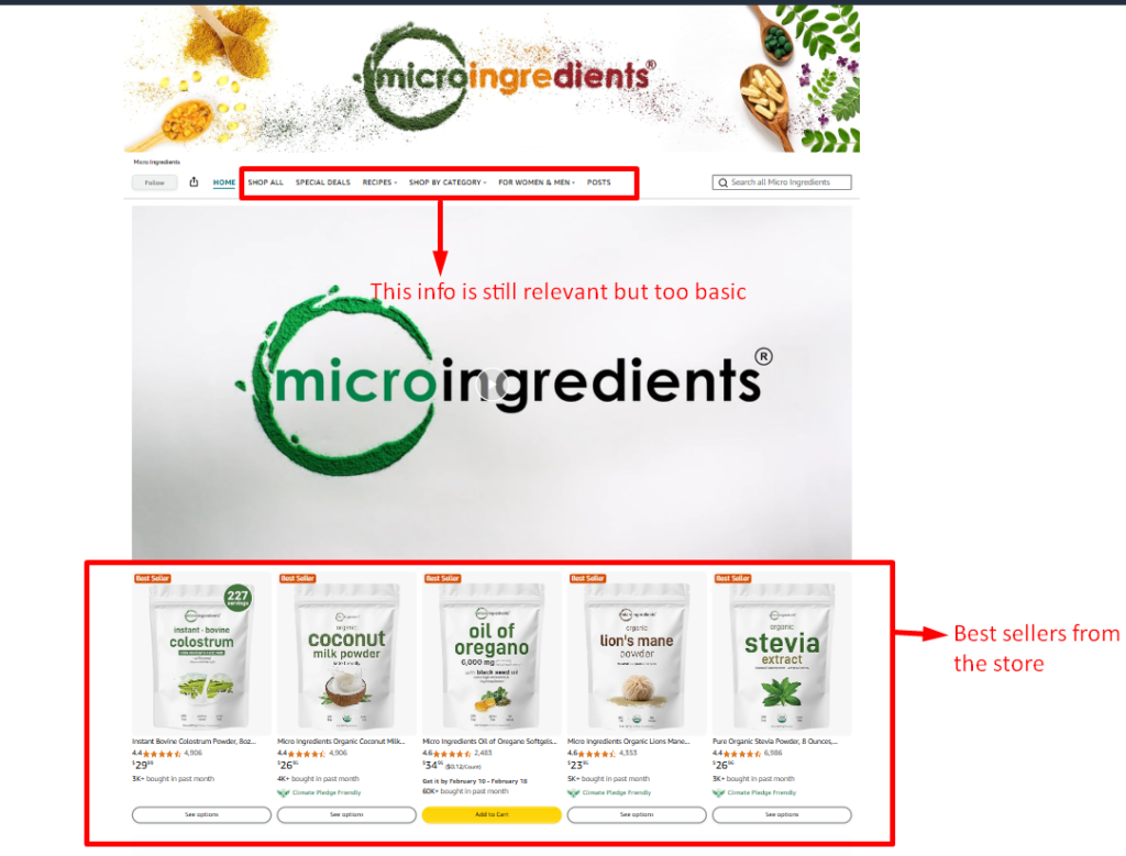 Microingredients store on Amazon