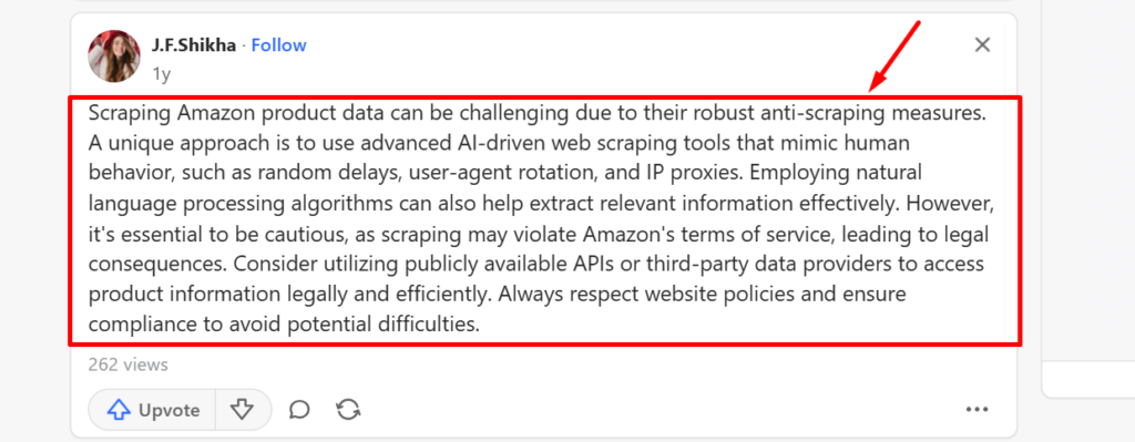 Reddit User advice on Amazon Scraping
