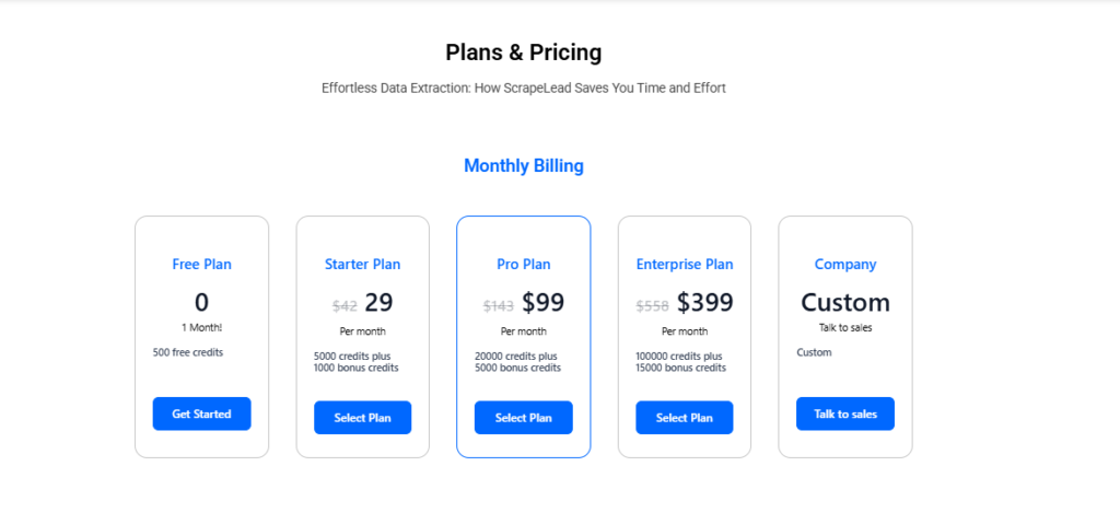 Scrapelead pricing info