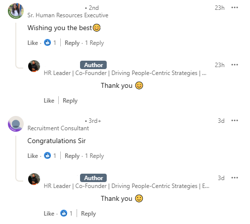 congratulations comments