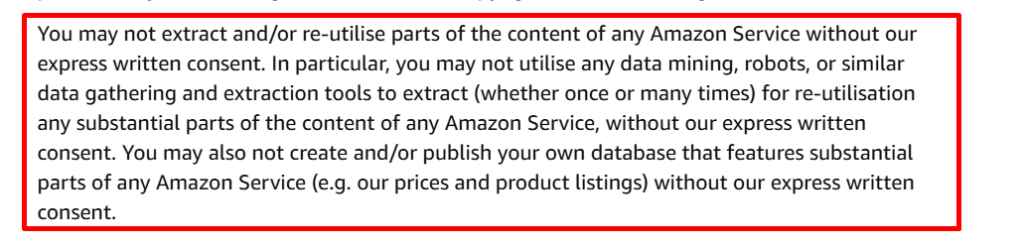 Amazon TOS on scraping