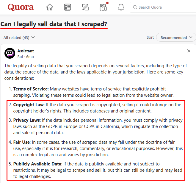 Can I legally sell data that I scraped