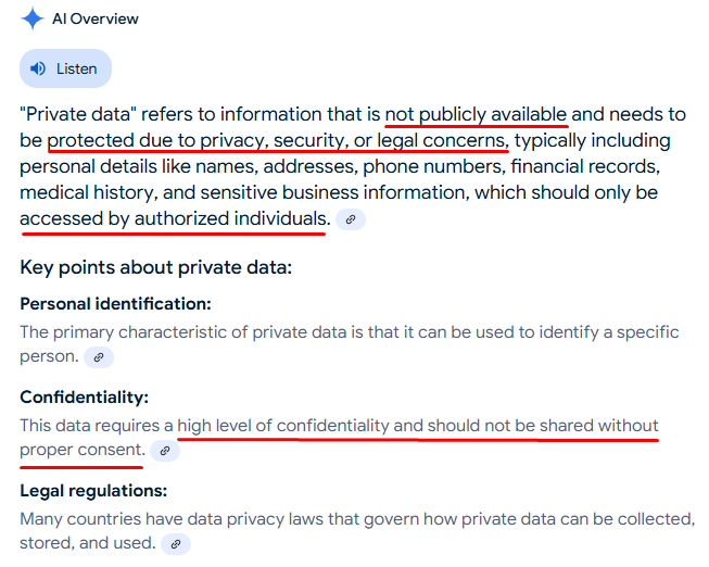 what is private data