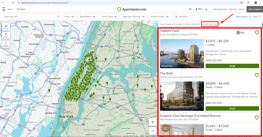 apartments.com home page