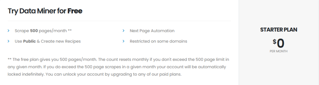 data miner free plan