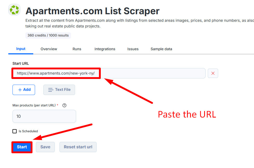 Paste the url and start