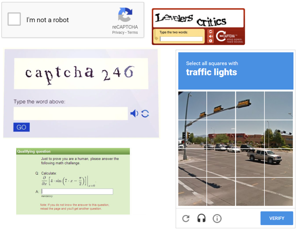 example of CAPTCHAs