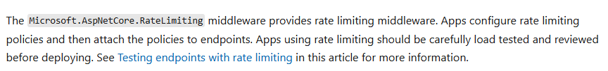 rate limiting middleware in aspdotnet core