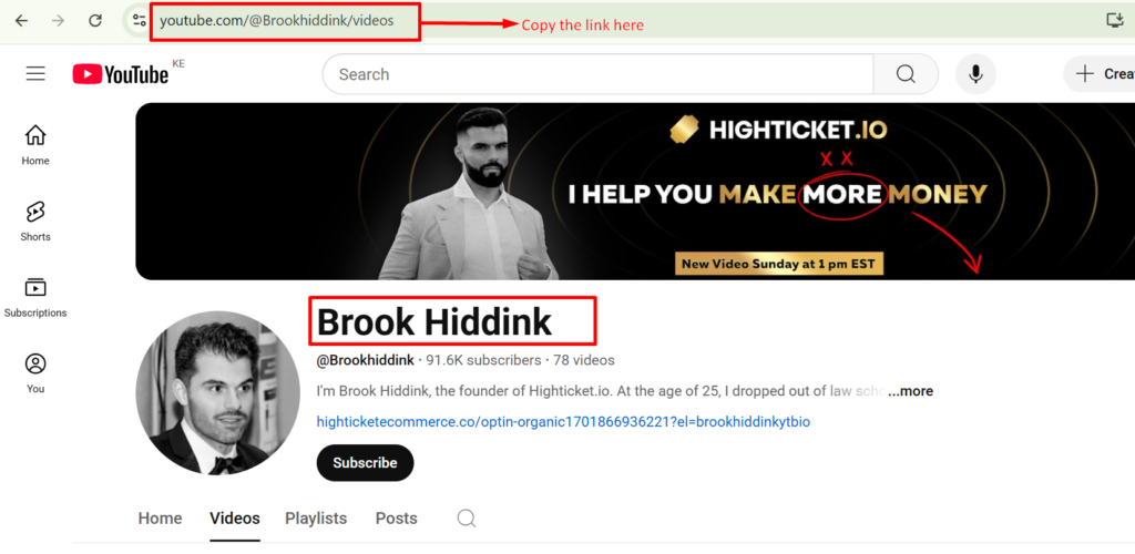 Copy the YT link